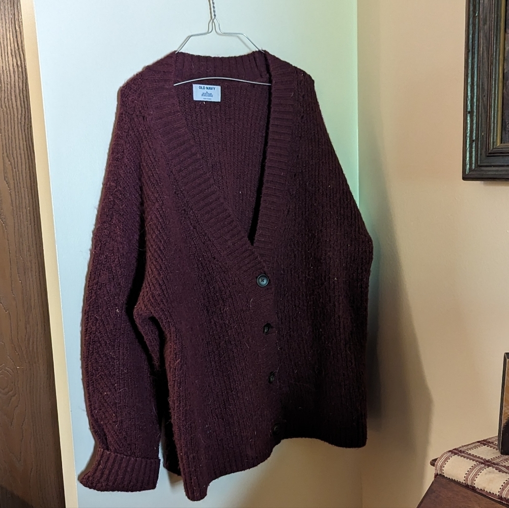 Old navy sweater coat burgundy cardigan